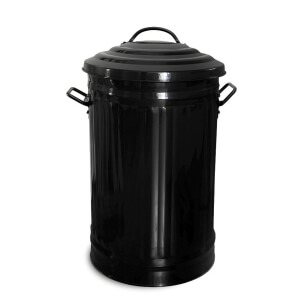 Black  powder-coated  metal bin 32 l with cover  Waste-bin • Laundry  • Toys