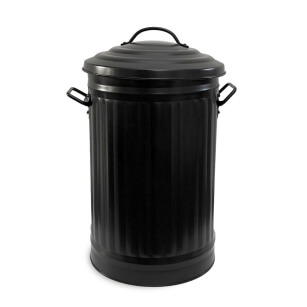 Black powder-coated  metal bin  32 l with cover •  waste-bin • laundry  • toys