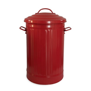 Red  powder-coated  metal  bin 32 l with cover •  waste-bin • laundry  • toys