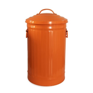 Orange powder-coated  metal  bin 32 l with cover •  waste-bin • laundry  • toys