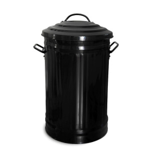 Black powder-coated  metal bin 52 l with cover •  Waste-bin • Laundry  • Toys